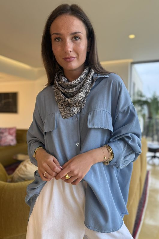 Paisley Park Triangle Neckerchief Stone & Charcoal 